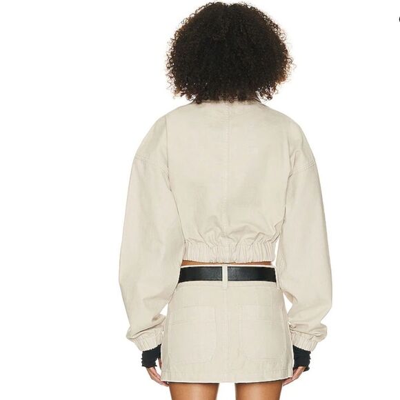 HELSA Workwear Bomber Jacket Cotton zip front khaki $358 Revolve FWRD Sold Out L - Picture 3 of 13